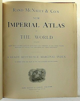 Antique Rand McNally Imperial Atlas of The World 1917 Official Census Map Book 3