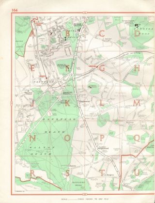 1964 Vintage Street Map - Tadworth,  Banstead Heath,