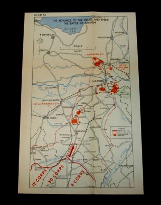 Ww2 D - Day Invasion Map Of Advance To Meuse & Rhine,  Battle Of Arnhem 14/9/1944