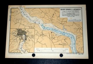 River Orwell To Ipswich,  Suffolk - Vintage Ww2 Naval Military Map 1943
