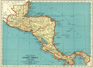 1943 Antique Map Of Central America Vintage Map Of Costa Rica Honduras 6603
