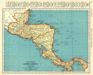 1943 Antique Map of CENTRAL AMERICA Vintage Map of Costa Rica Honduras 6603 4