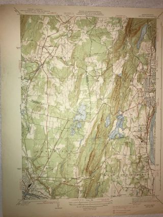Vintage 1938 Usgs Topographical Map Of Mt.  Mount Tom Massachusetts - Unfolded