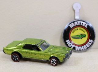 Vintage Mattel Redline Hot Wheels 1967 Antifreeze Us Cougar W/ Pin Button