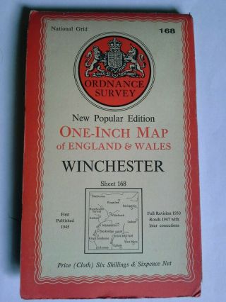 1947 Winchester Ordnance Survey Map 1 " Scale Vgc 70cm X 81cm Frameable