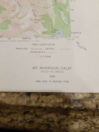 Mt.  Morrison CA Quad Topo Map 1953 15 minute series 2