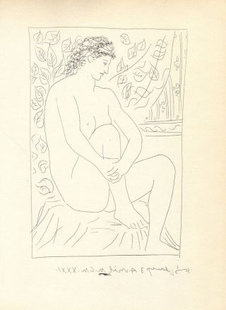 Pablo Picasso - Femme Nue Assise Devant Un Rideau Rare Print Suite Vollard 1956