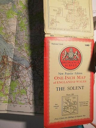 SOLENT - SOUTHAMPTON - PORTSMOUTH:ISLE OF WIGHT - HANTS - WAR DECADE ORDNANCE MAP 1945 - 7 5