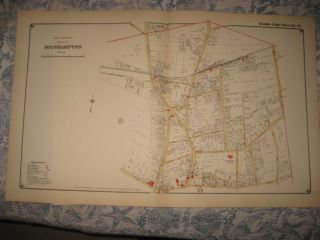 Antique 1916 Southampton Northeast Part Suffolk County York Handcolored Map