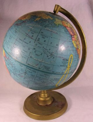 Vintage George Cram Co 9 " World Celestial Globe Rotating Perfect Student Desk