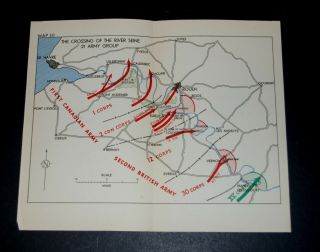 Ww2 D - Day Overlord Map Of The Crossing Of River Seine 21 Army Group 25 Aug 1944