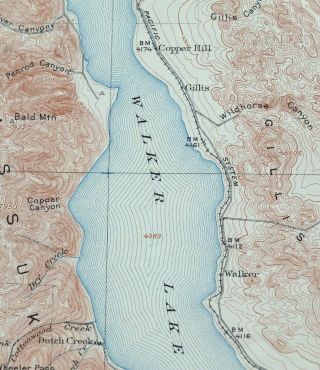 Antique Usgs Topo Map 1911 Hawthorne Nevada California Schurz Topographical