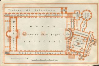 1909 Antique Plan - Italy - Rome - Museo Vaticano