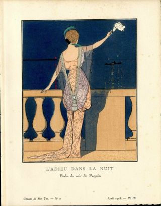 1913 Gazette Du Bon Ton Pochoir Fashion Print L 