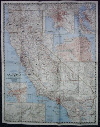 National Geographic California Jun 1954 37 X 29 Inches