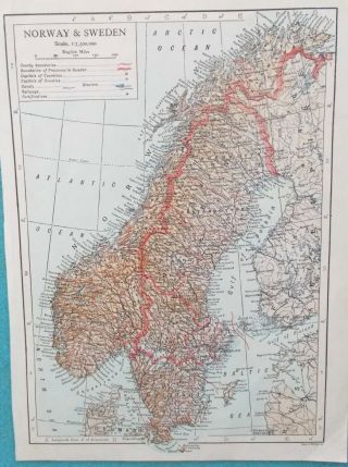 Map Of Norway & Sweden.  Oslo.  Stockholm.  Britannica.