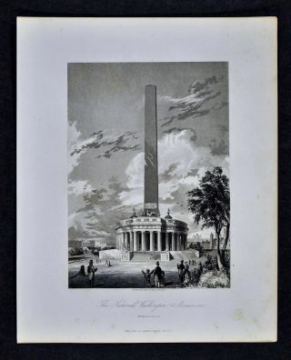 1852 Walker Antique Print George Washington National Monument Dc Us Architecture