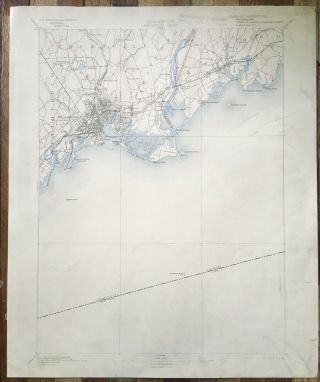 1904 Antique Usgs Topographical Survey Map Of Bridgeport,  Connecticut