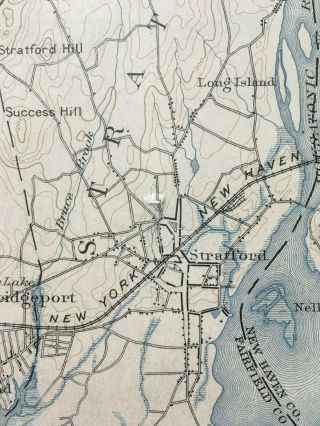 1904 Antique USGS Topographical Survey Map of Bridgeport,  Connecticut 2