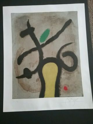 Joan Miro Signed Lithograph From 9.  Femmes Assise I/v 25 Nov 1960