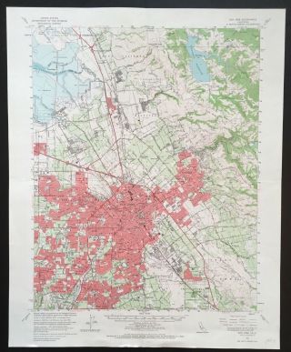 Large Vintage 1961 San Jose,  Ca Map (usgs 17 " X 21 " Topo)