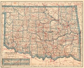1921 Antique Oklahoma Map Vintage State Map Of Oklahoma Gallery Wall Art 5952