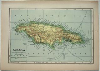 1910 Map Of Jamaica By Dodd Mead & Company.  Antique
