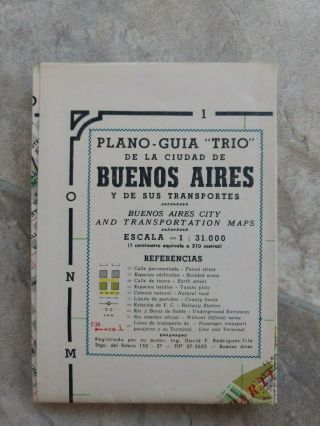 Vintage Buenos Aires City Map And Transportation Map 1950 
