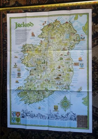 1979 All Ireland Detailed Colour Map 20 In X 28 In No Boarder Derry In Print