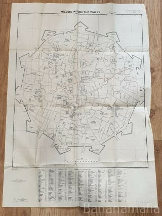 Rare British Army Map Of Cyprus - Nicosia Within The Walls 1956