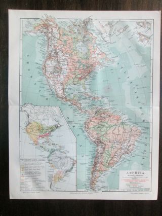 Antique map.  NORTH,  CENTRAL & SOUTH AMERICA.  1905 2