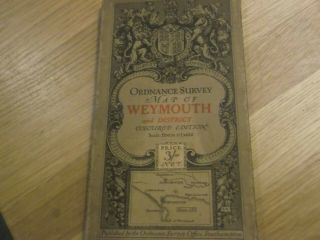 1908 Lovely Vintage Ordnance Survey One Inch Map Of Weymouth And District