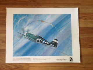 18x24 Autographed Vintage Robert E Carlin Ww2 Aviation Lithograph