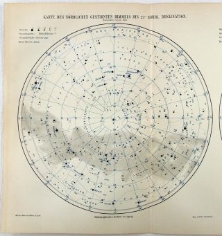 Antique Print: Stars of the Northern & Southern Sky ' s.  1905 Astronomy Celestial 3