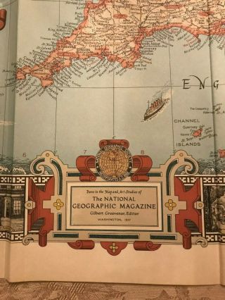 1937 NATIONAL GEOGRAPHIC MAP BRITISH ISLES IRISH STATE RIDDIFORD 2