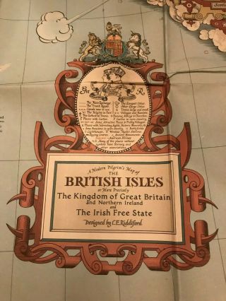 1937 NATIONAL GEOGRAPHIC MAP BRITISH ISLES IRISH STATE RIDDIFORD 3
