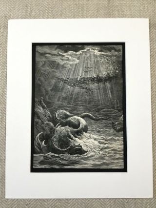 Sea Monster Mythical Beast Creature Paradise Lost John Milton Antique Print