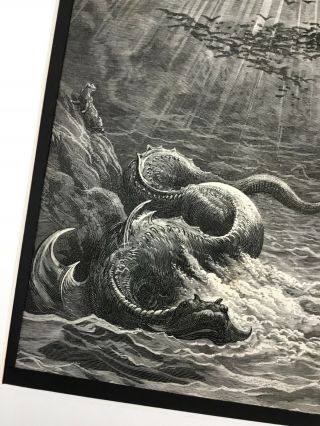 Sea Monster Mythical Beast Creature Paradise Lost John Milton Antique Print 5