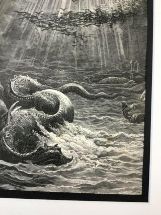 Sea Monster Mythical Beast Creature Paradise Lost John Milton Antique Print 6