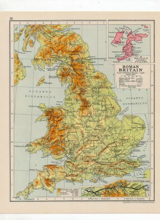 Antique Map Of Roman Britain George Philip & Sons C1931