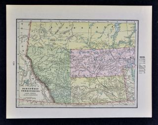 C 1900 Cram Map - Northwest Territories Alberta Saskatchewan Athabasca Manitoba