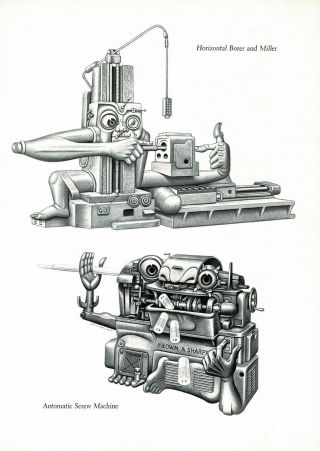 1950s Vintage Artzybasheff Machine Surreal Art Gravure Print A
