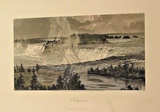 York,  Niagara Falls,  Hand Color,  Steel Engraving Vintage 1874 Antique Print