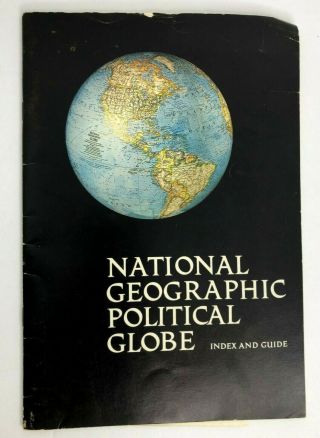 National Geographic World Globe Index & Guide Only Rare,  Vintage 1976