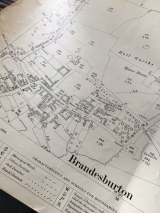 Antique Map 1910 East Field Brandesburton Moor Main Drain Vintage Plan Display