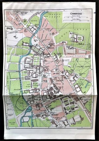 Antique Color Map : Cambridge,  England : 100 Authentic Muirhead 1930