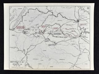 West Point Civil War Map Grants Pursuit Of Lee To Appomattox Courthouse Virginia