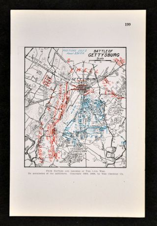 Civil War Map Battle Of Gettysburg July 2,  3:30 Pm Pickett 
