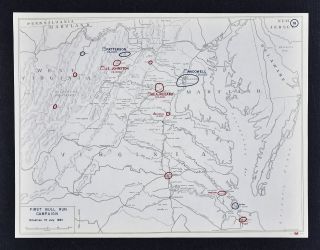 West Point Civil War Map First Bull Run Campaign Manassas Washington Virginia