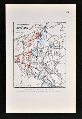 Civil War Map Second Battle Of Bull Run Manassas Virginia Aug 29th At Sunset